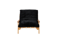 Modern 1-Seater Black Small Space Accent Chair | 1-Piece, Plush Fabric, Solid Wood Frame, Flat Wooden Arms