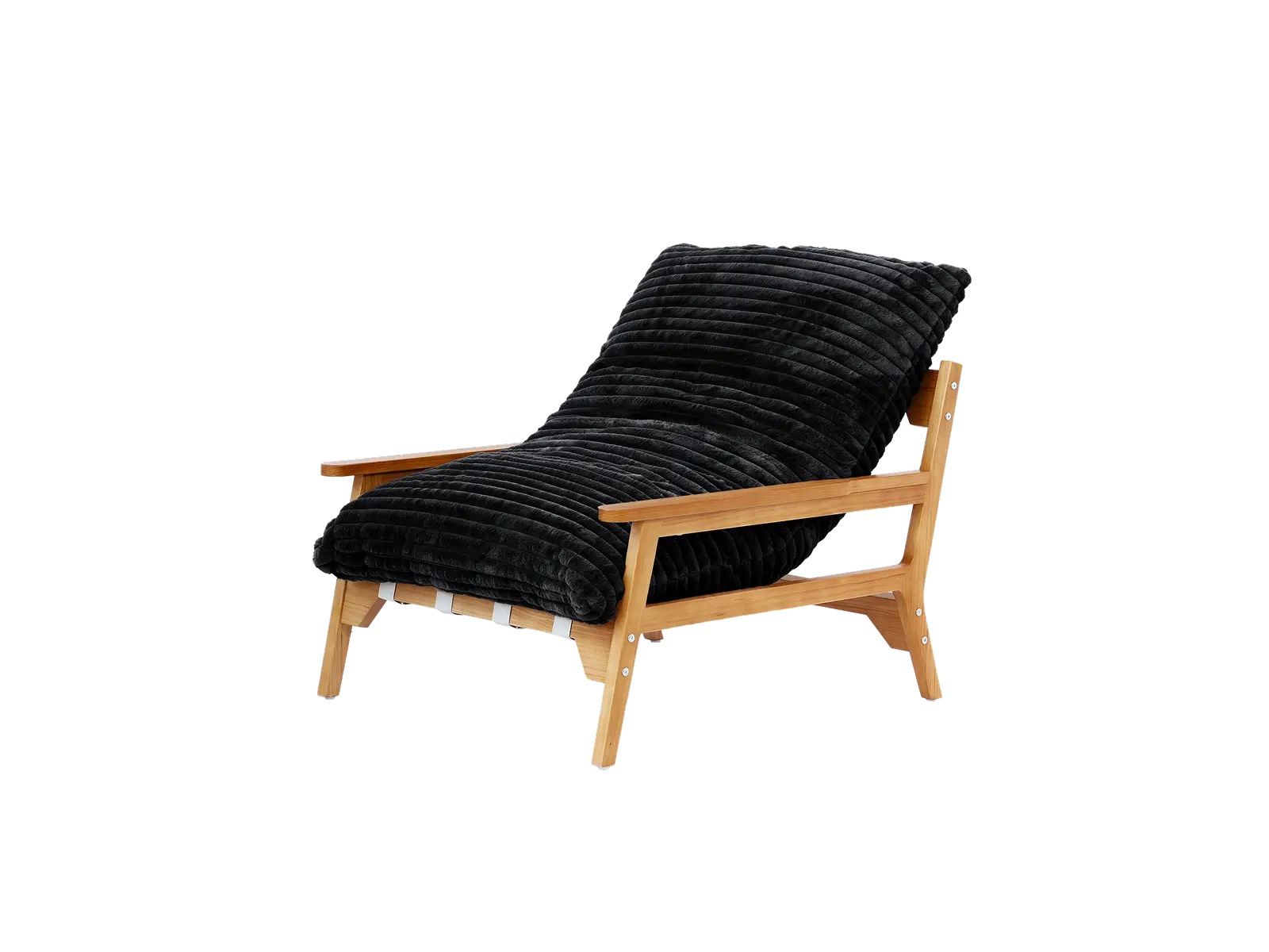 Modern 1-Seater Black Small Space Accent Chair | 1-Piece, Plush Fabric, Solid Wood Frame, Flat Wooden Arms