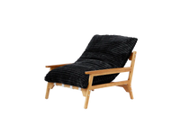 Modern 1-Seater Black Small Space Accent Chair | 1-Piece, Plush Fabric, Solid Wood Frame, Flat Wooden Arms