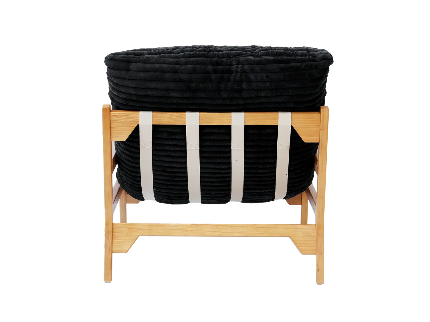 Modern 1-Seater Black Small Space Accent Chair | 1-Piece, Plush Fabric, Solid Wood Frame, Flat Wooden Arms