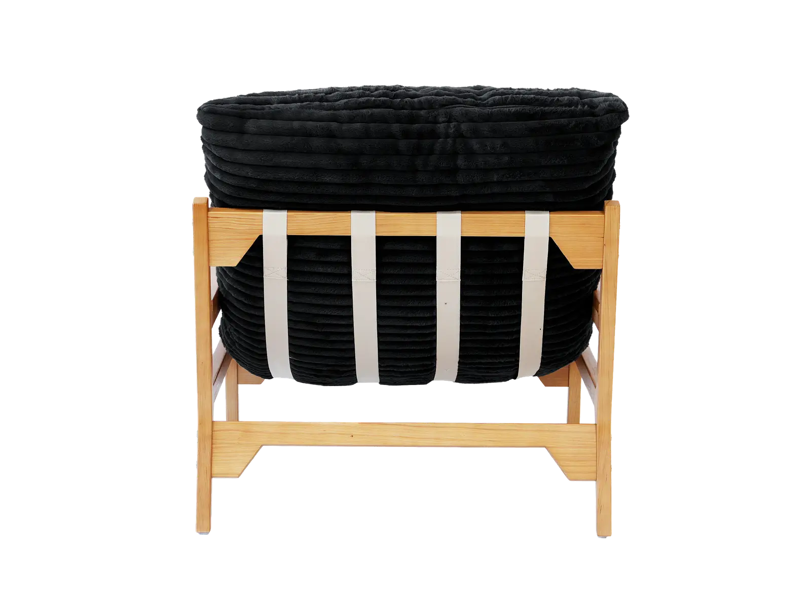 Modern 1-Seater Black Small Space Accent Chair | 1-Piece, Plush Fabric, Solid Wood Frame, Flat Wooden Arms