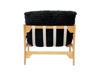 Modern 1-Seater Black Small Space Accent Chair | 1-Piece, Plush Fabric, Solid Wood Frame, Flat Wooden Arms