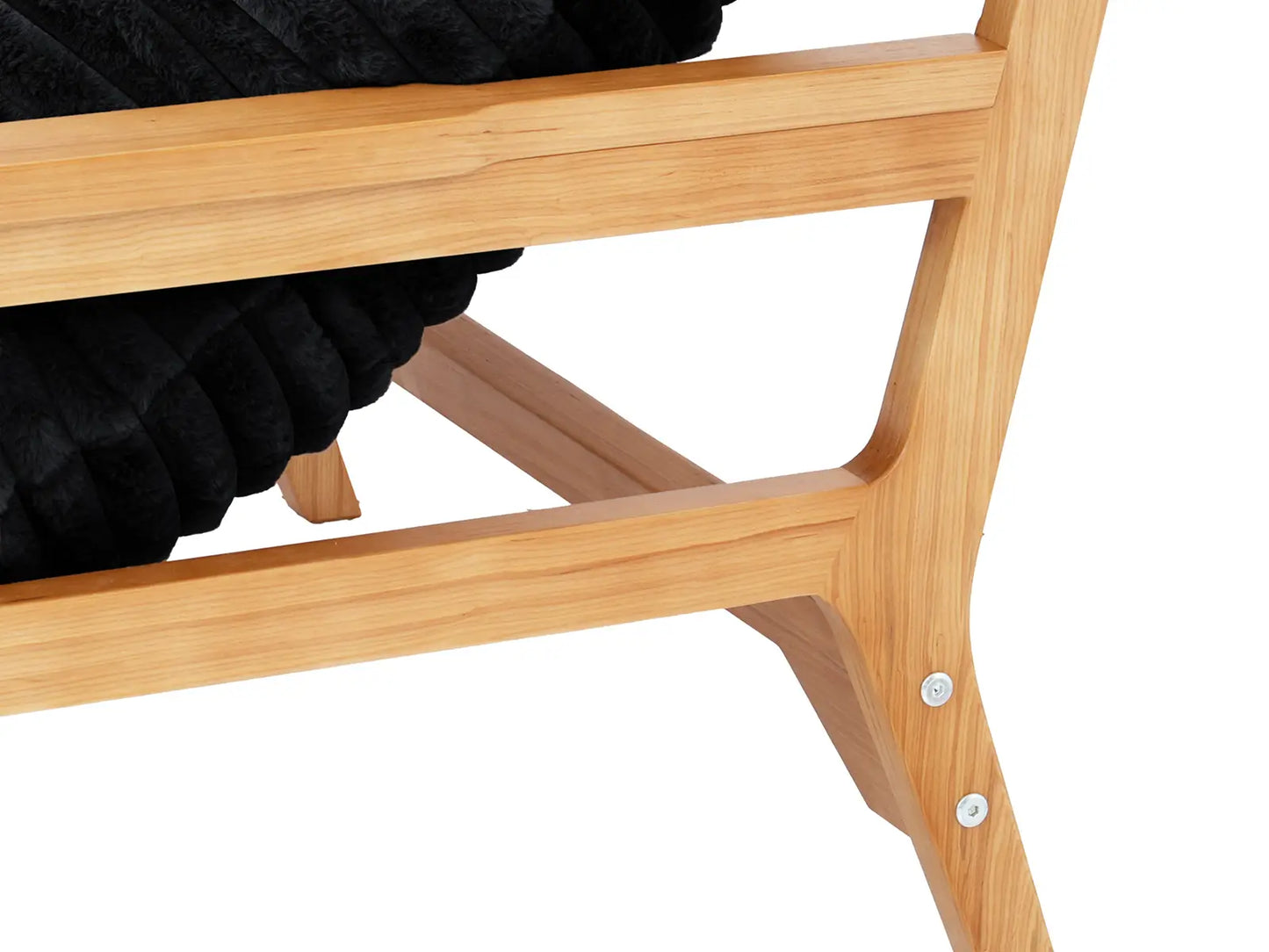 Modern 1-Seater Black Small Space Accent Chair | 1-Piece, Plush Fabric, Solid Wood Frame, Flat Wooden Arms