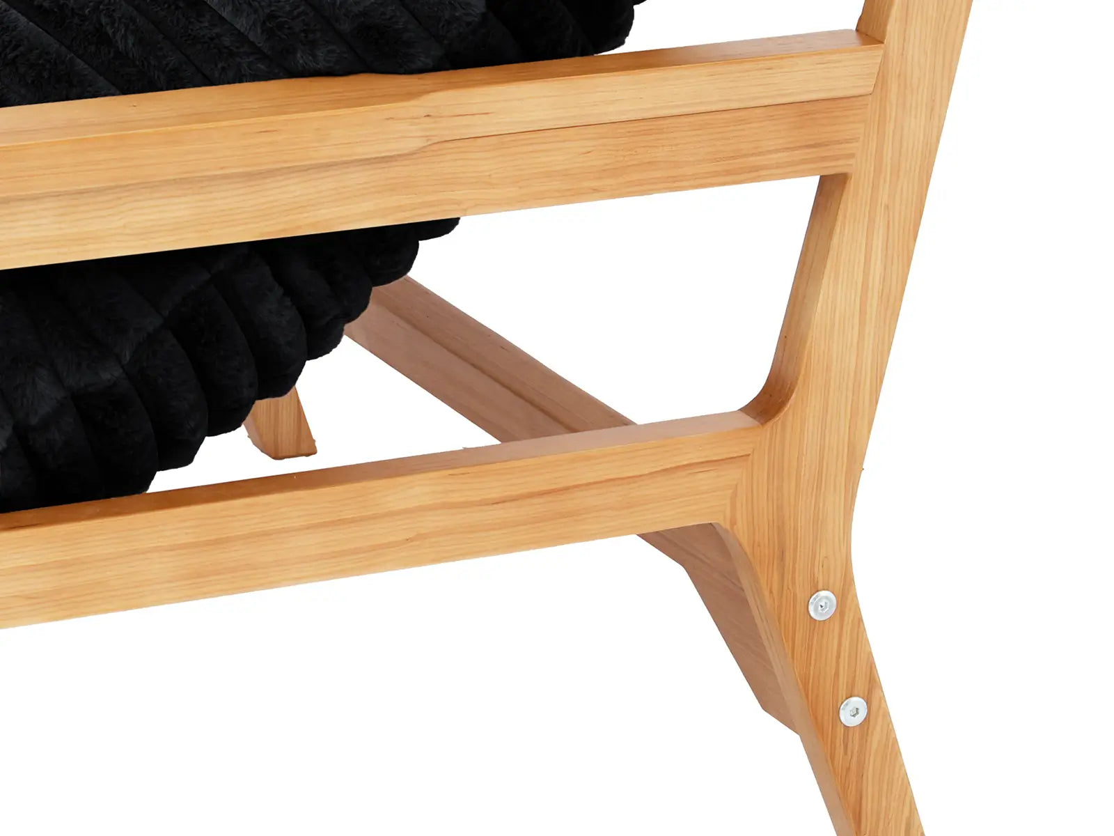 Modern 1-Seater Black Small Space Accent Chair | 1-Piece, Plush Fabric, Solid Wood Frame, Flat Wooden Arms