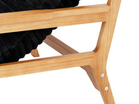 Modern 1-Seater Black Small Space Accent Chair | 1-Piece, Plush Fabric, Solid Wood Frame, Flat Wooden Arms