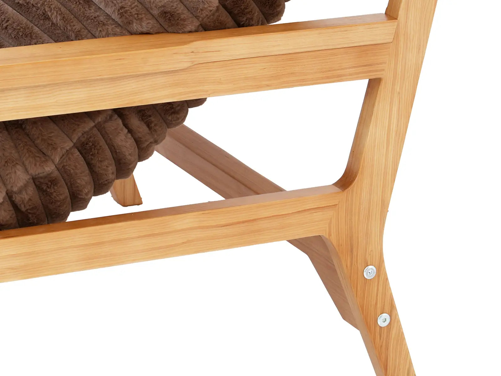 Modern 1-Seater Brown Small Space Accent Chair | 1-Piece, Plush Fabric, Solid Wood Frame, Flat Wooden Arms