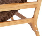 Modern 1-Seater Brown Small Space Accent Chair | 1-Piece, Plush Fabric, Solid Wood Frame, Flat Wooden Arms