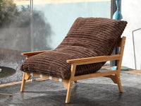 Modern 1-Seater Brown Small Space Accent Chair | 1-Piece, Plush Fabric, Solid Wood Frame, Flat Wooden Arms