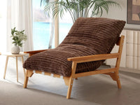 Modern 1-Seater Brown Small Space Accent Chair | 1-Piece, Plush Fabric, Solid Wood Frame, Flat Wooden Arms