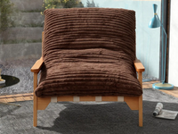 Modern 1-Seater Brown Small Space Accent Chair | 1-Piece, Plush Fabric, Solid Wood Frame, Flat Wooden Arms