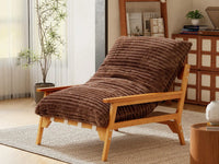Modern 1-Seater Brown Small Space Accent Chair | 1-Piece, Plush Fabric, Solid Wood Frame, Flat Wooden Arms