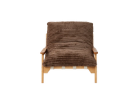 Modern 1-Seater Brown Small Space Accent Chair | 1-Piece, Plush Fabric, Solid Wood Frame, Flat Wooden Arms