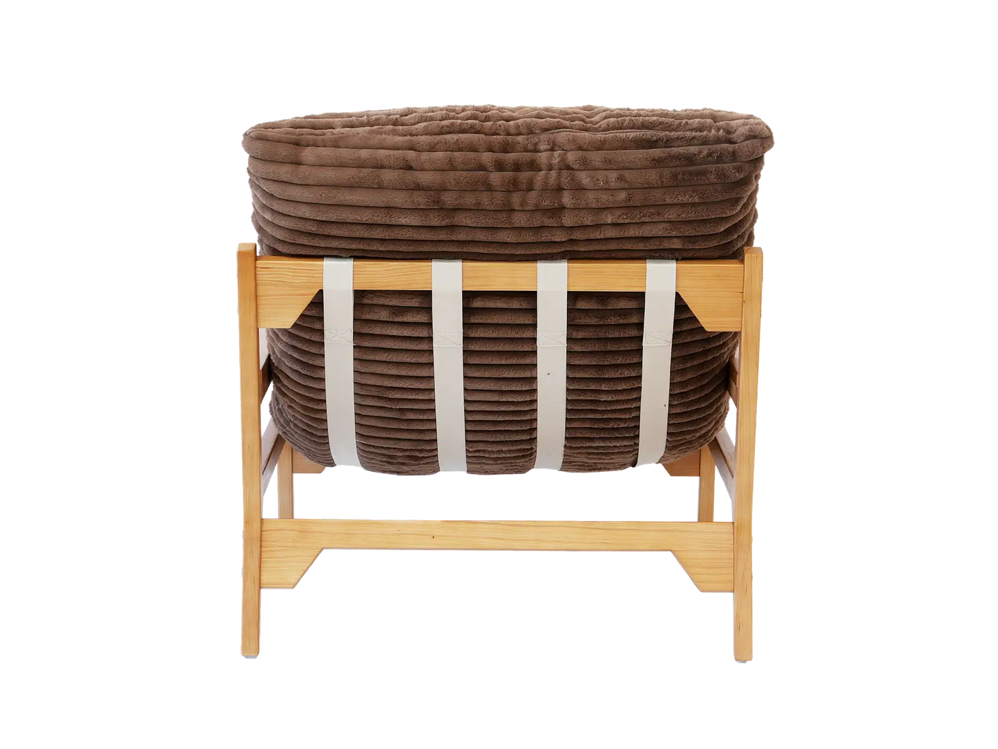 Modern 1-Seater Brown Small Space Accent Chair | 1-Piece, Plush Fabric, Solid Wood Frame, Flat Wooden Arms