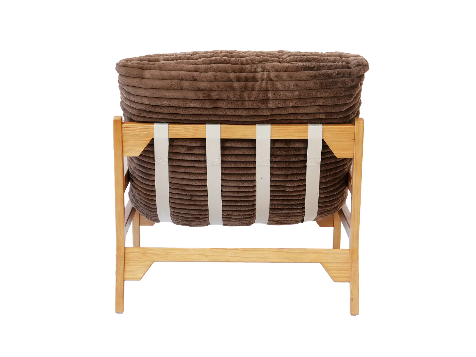 Modern 1-Seater Brown Small Space Accent Chair | 1-Piece, Plush Fabric, Solid Wood Frame, Flat Wooden Arms