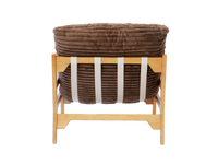Modern 1-Seater Brown Small Space Accent Chair | 1-Piece, Plush Fabric, Solid Wood Frame, Flat Wooden Arms