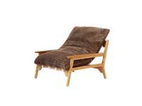 Modern 1-Seater Brown Small Space Accent Chair | 1-Piece, Plush Fabric, Solid Wood Frame, Flat Wooden Arms