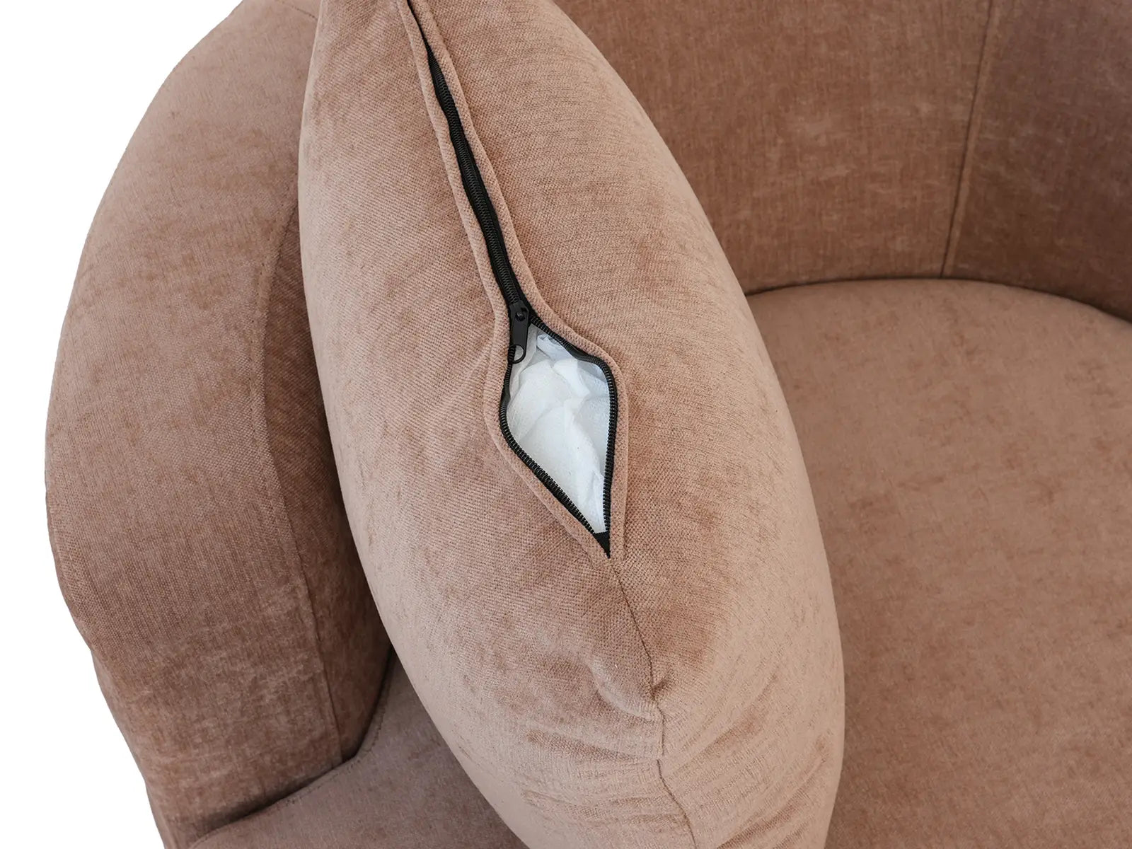 Modern 1-Seater Coffee Small Space Swivel Accent Chair | 1-Piece, Linen Upholstery, Curved Shelter Arms