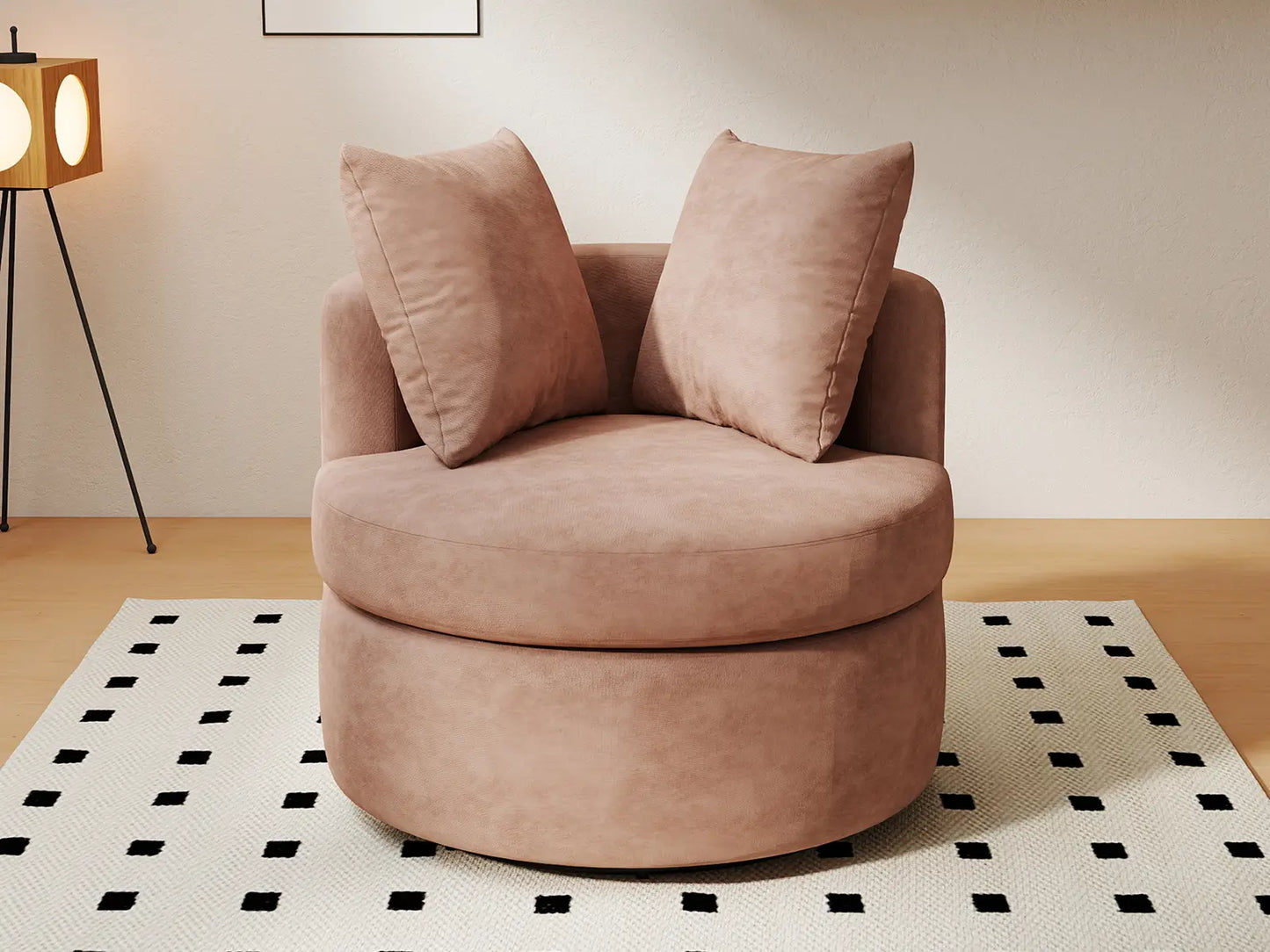 Modern 1-Seater Coffee Small Space Swivel Accent Chair | 1-Piece, Linen Upholstery, Curved Shelter Arms
