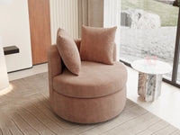 Modern 1-Seater Coffee Small Space Swivel Accent Chair | 1-Piece, Linen Upholstery, Curved Shelter Arms