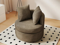 Modern 1-Seater Gray Brown Small Space Swivel Accent Chair | 1-Piece, Linen Upholstery, Curved Shelter Arms