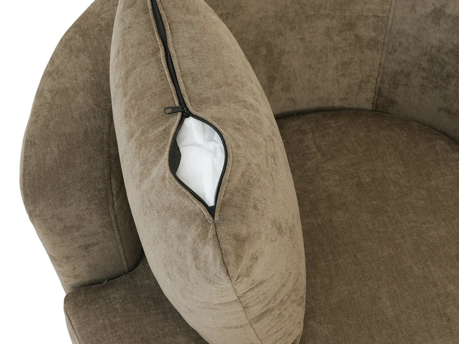 Modern 1-Seater Gray Brown Small Space Swivel Accent Chair | 1-Piece, Linen Upholstery, Curved Shelter Arms
