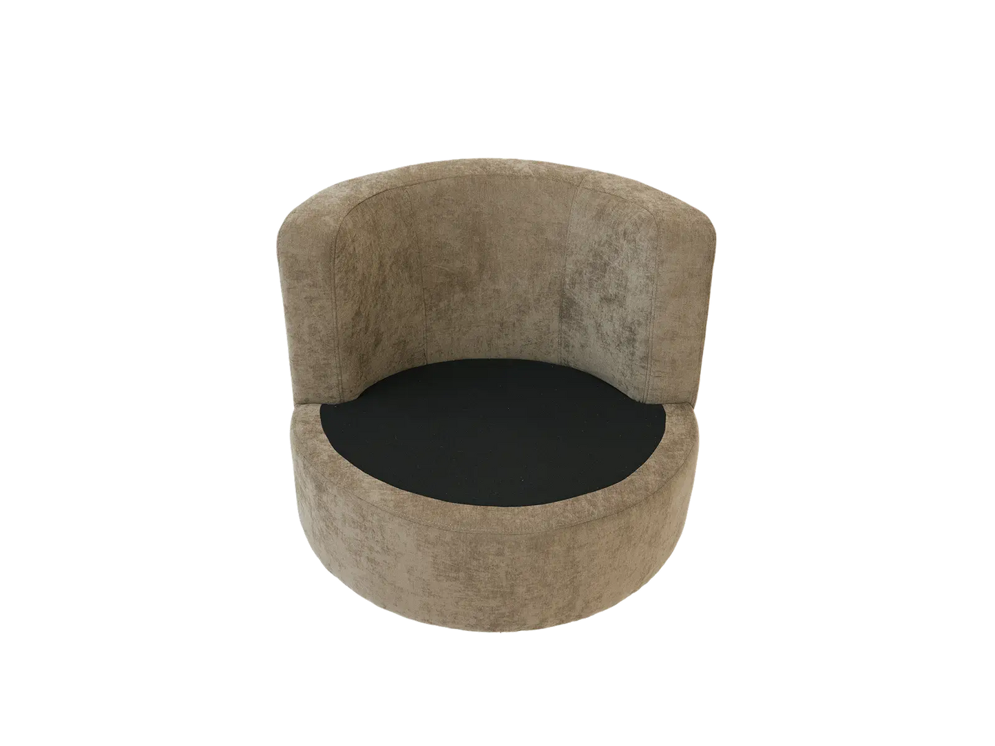 Modern 1-Seater Gray Brown Small Space Swivel Accent Chair | 1-Piece, Linen Upholstery, Curved Shelter Arms