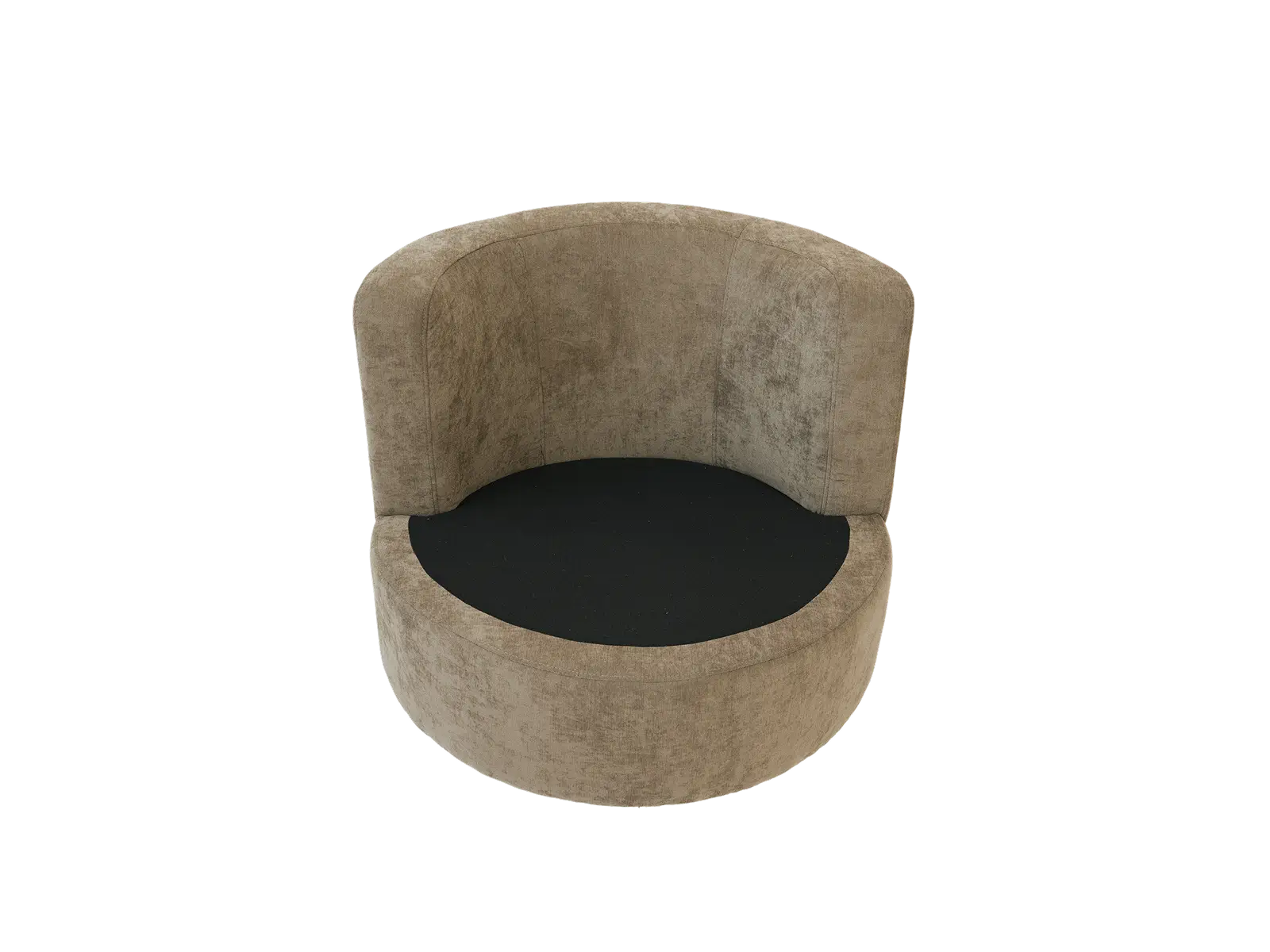 Modern 1-Seater Gray Brown Small Space Swivel Accent Chair | 1-Piece, Linen Upholstery, Curved Shelter Arms