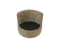 Modern 1-Seater Gray Brown Small Space Swivel Accent Chair | 1-Piece, Linen Upholstery, Curved Shelter Arms