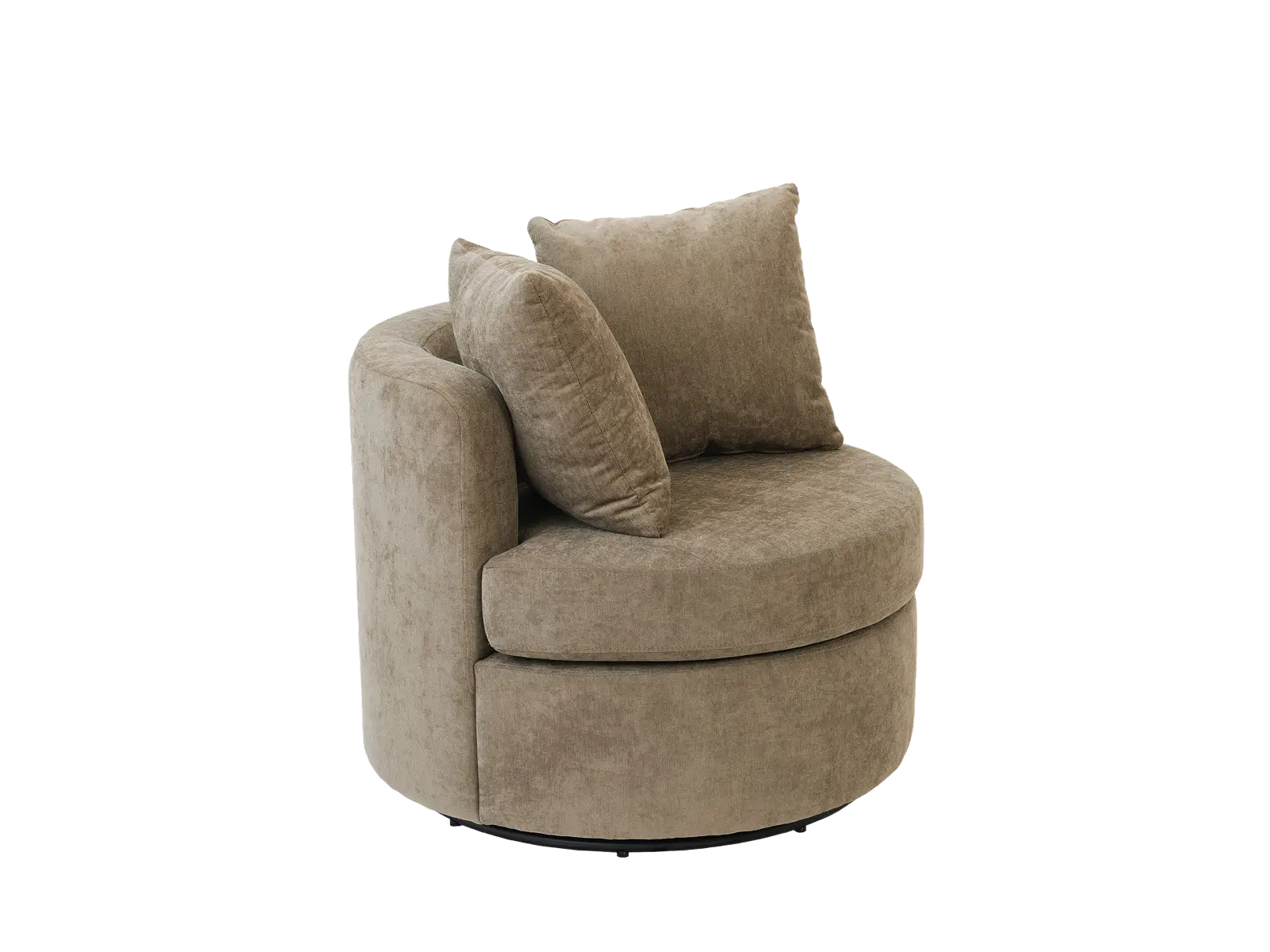 Modern 1-Seater Gray Brown Small Space Swivel Accent Chair | 1-Piece, Linen Upholstery, Curved Shelter Arms