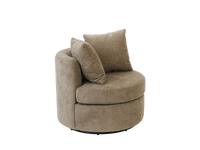 Modern 1-Seater Gray Brown Small Space Swivel Accent Chair | 1-Piece, Linen Upholstery, Curved Shelter Arms