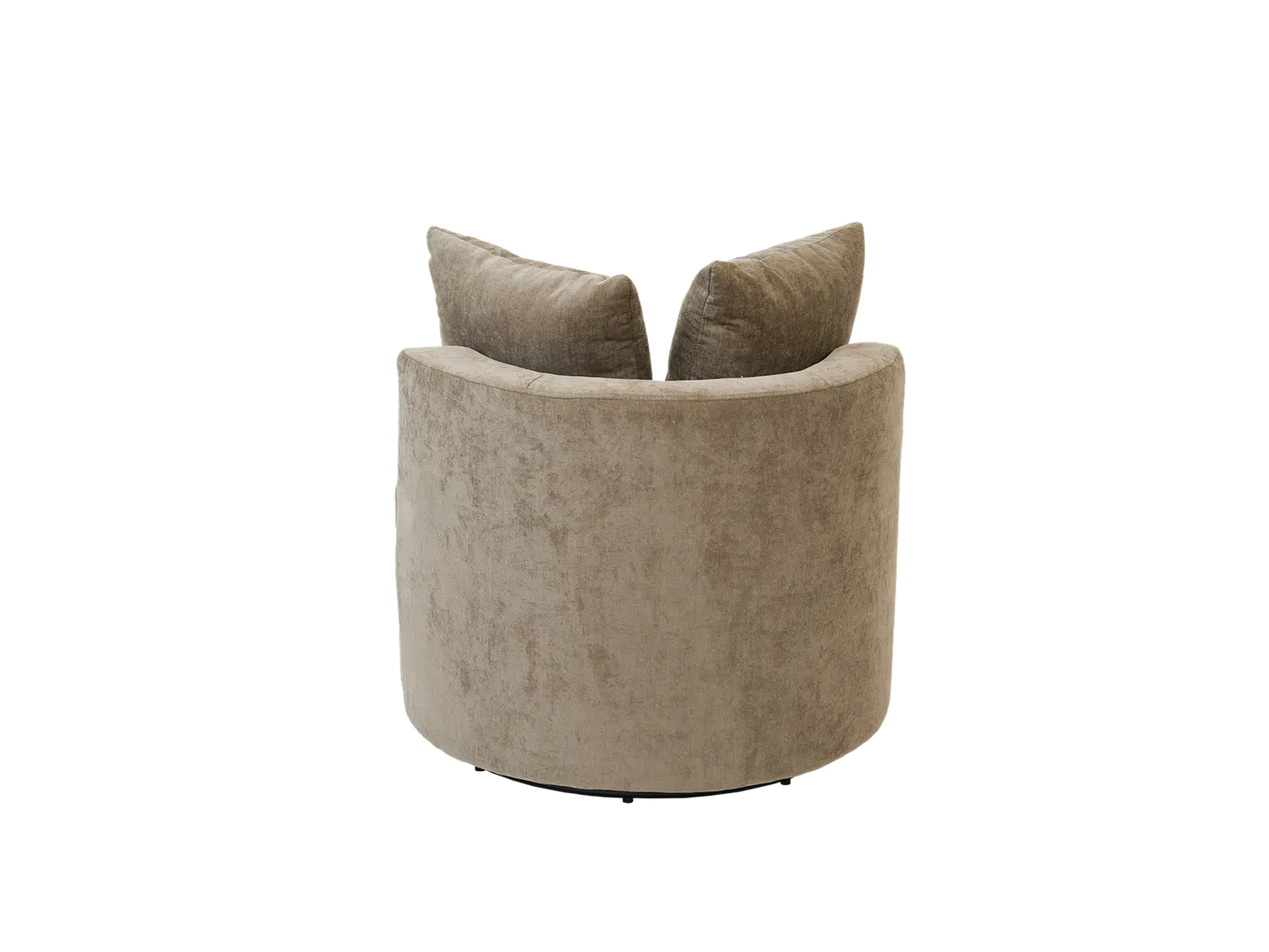 Modern 1-Seater Gray Brown Small Space Swivel Accent Chair | 1-Piece, Linen Upholstery, Curved Shelter Arms