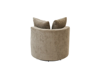 Modern 1-Seater Gray Brown Small Space Swivel Accent Chair | 1-Piece, Linen Upholstery, Curved Shelter Arms