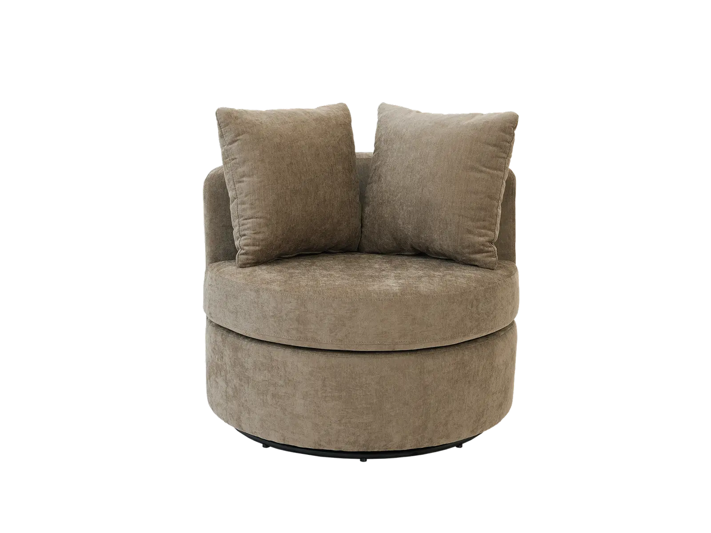 Modern 1-Seater Gray Brown Small Space Swivel Accent Chair | 1-Piece, Linen Upholstery, Curved Shelter Arms