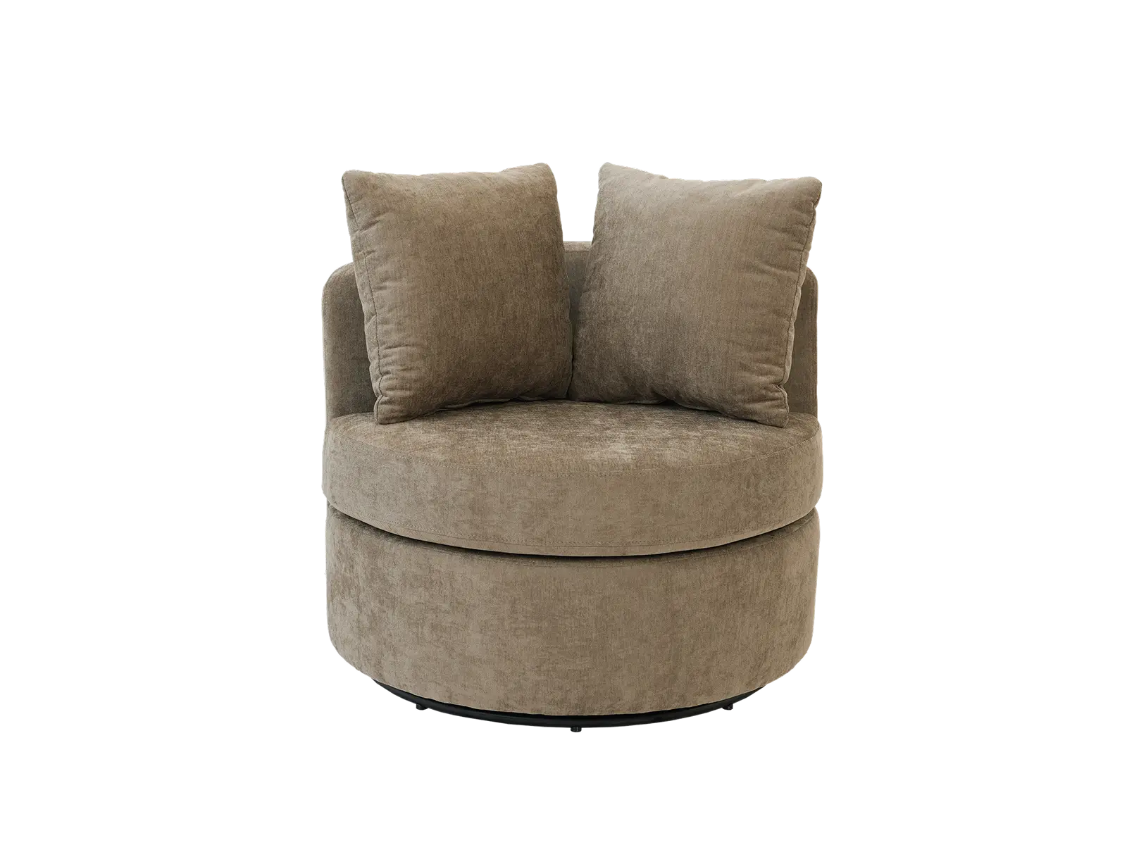 Modern 1-Seater Gray Brown Small Space Swivel Accent Chair | 1-Piece, Linen Upholstery, Curved Shelter Arms