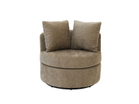 Modern 1-Seater Gray Brown Small Space Swivel Accent Chair | 1-Piece, Linen Upholstery, Curved Shelter Arms