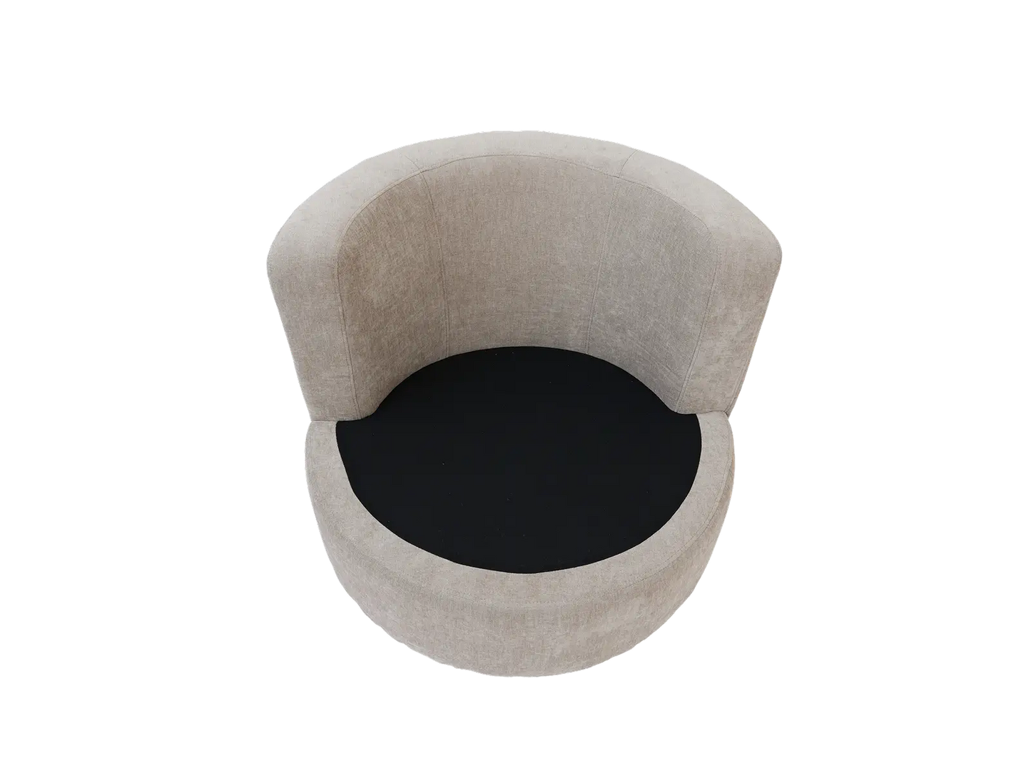Modern 1-Seater Khaki Small Space Swivel Accent Chair | 1-Piece, Linen Upholstery, Curved Shelter Arms