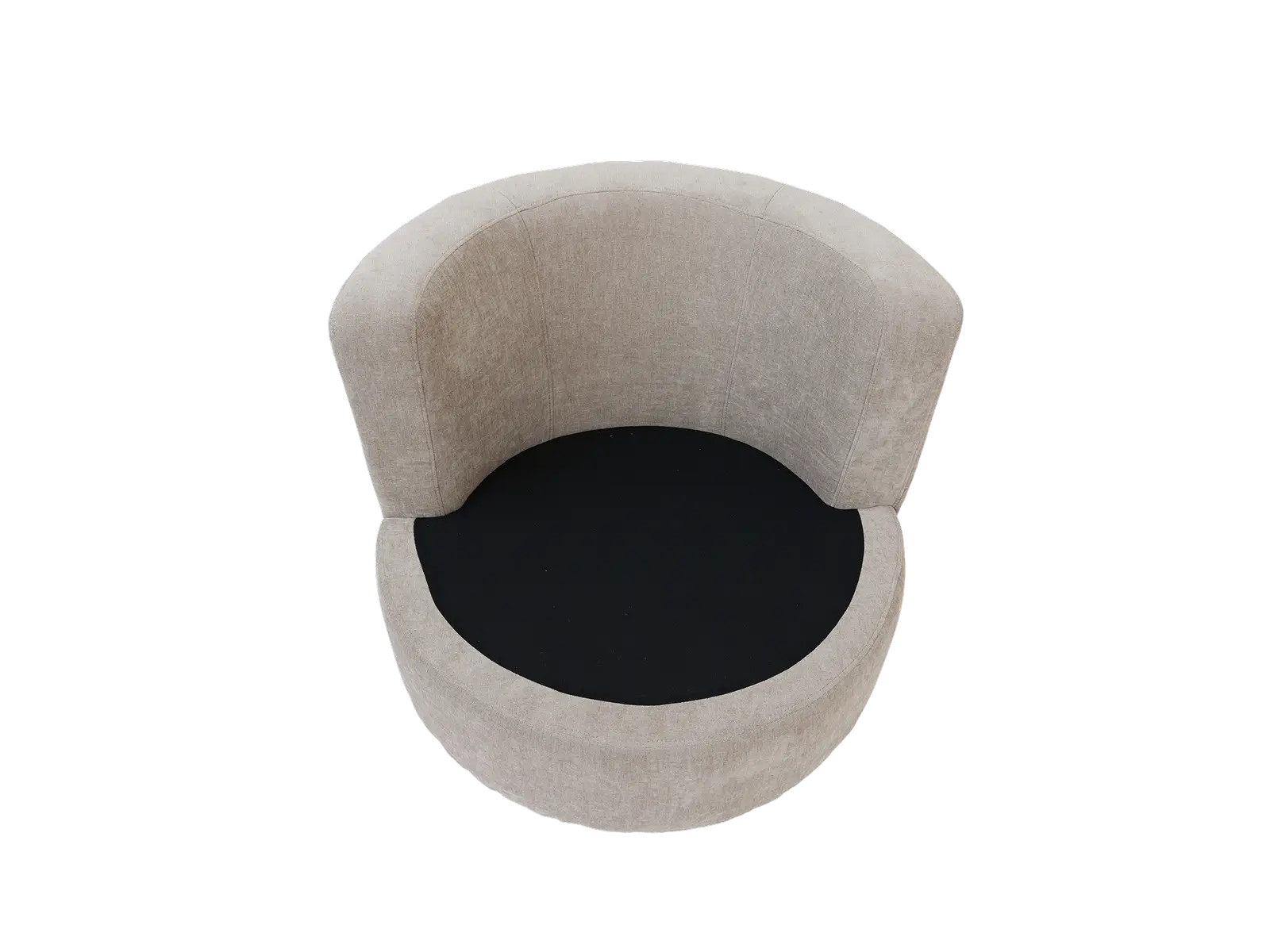 Modern 1-Seater Khaki Small Space Swivel Accent Chair | 1-Piece, Linen Upholstery, Curved Shelter Arms