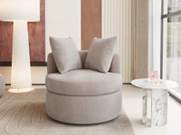 Modern 1-Seater Khaki Small Space Swivel Accent Chair | 1-Piece, Linen Upholstery, Curved Shelter Arms
