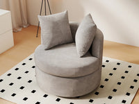 Modern 1-Seater Khaki Small Space Swivel Accent Chair | 1-Piece, Linen Upholstery, Curved Shelter Arms