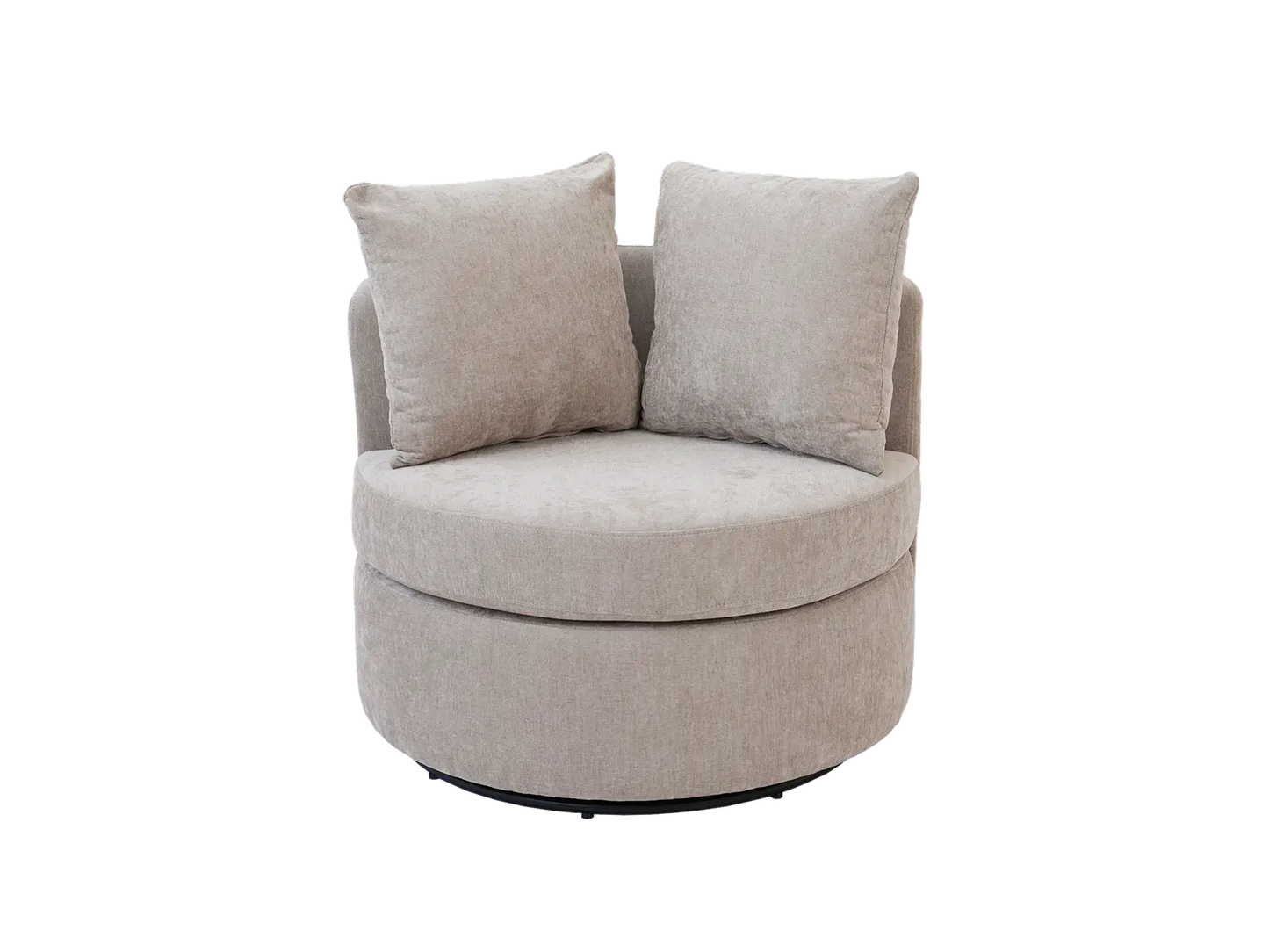 Modern 1-Seater Khaki Small Space Swivel Accent Chair | 1-Piece, Linen Upholstery, Curved Shelter Arms