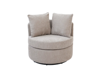 Modern 1-Seater Khaki Small Space Swivel Accent Chair | 1-Piece, Linen Upholstery, Curved Shelter Arms