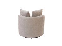 Modern 1-Seater Khaki Small Space Swivel Accent Chair | 1-Piece, Linen Upholstery, Curved Shelter Arms