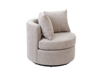 Modern 1-Seater Khaki Small Space Swivel Accent Chair | 1-Piece, Linen Upholstery, Curved Shelter Arms