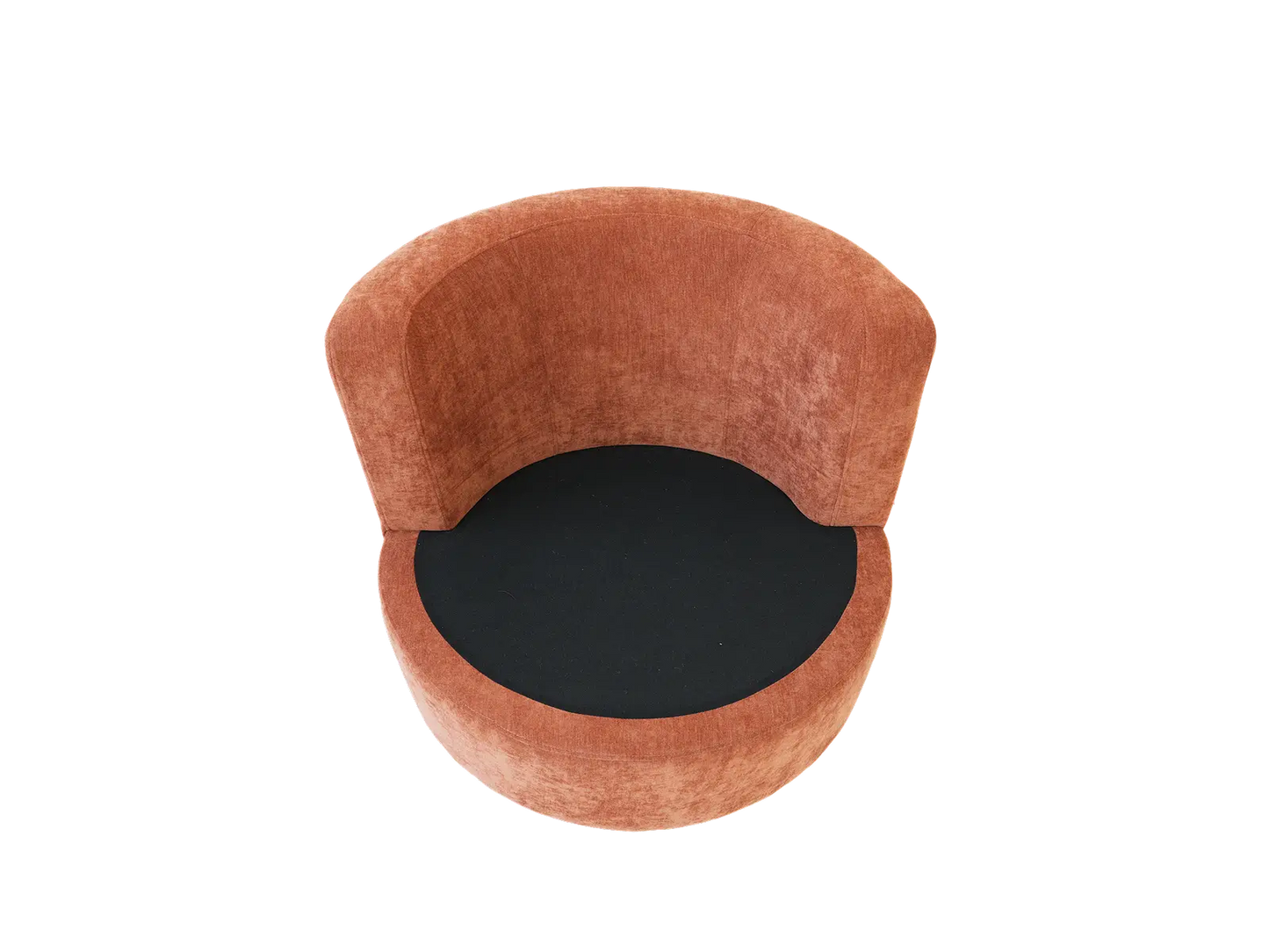 Modern 1-Seater Rust Brown Small Space Swivel Accent Chair | 1-Piece, Linen Upholstery, Curved Shelter Arms