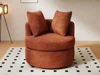 Modern 1-Seater Rust Brown Small Space Swivel Accent Chair | 1-Piece, Linen Upholstery, Curved Shelter Arms