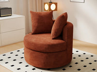 Modern 1-Seater Rust Brown Small Space Swivel Accent Chair | 1-Piece, Linen Upholstery, Curved Shelter Arms