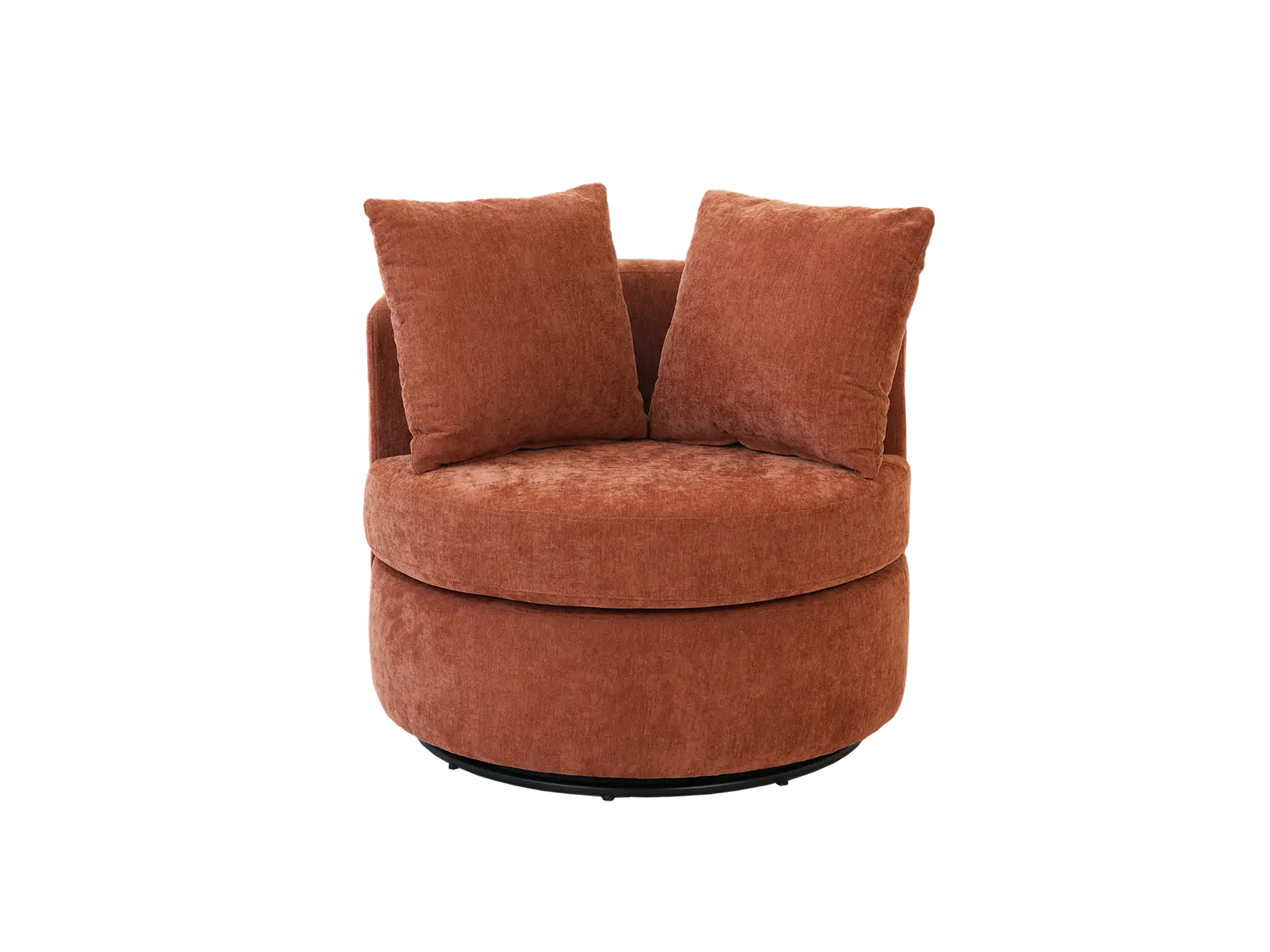 Modern 1-Seater Rust Brown Small Space Swivel Accent Chair | 1-Piece, Linen Upholstery, Curved Shelter Arms