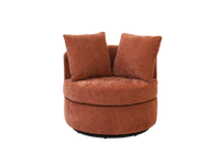 Modern 1-Seater Rust Brown Small Space Swivel Accent Chair | 1-Piece, Linen Upholstery, Curved Shelter Arms