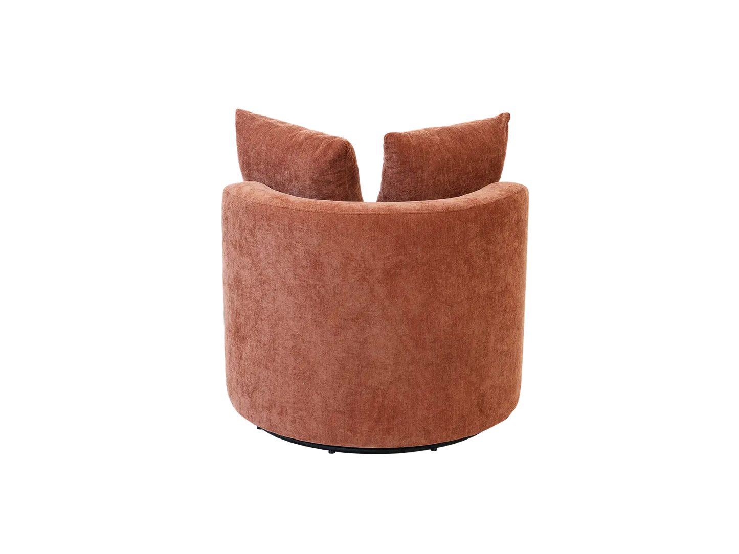 Modern 1-Seater Rust Brown Small Space Swivel Accent Chair | 1-Piece, Linen Upholstery, Curved Shelter Arms