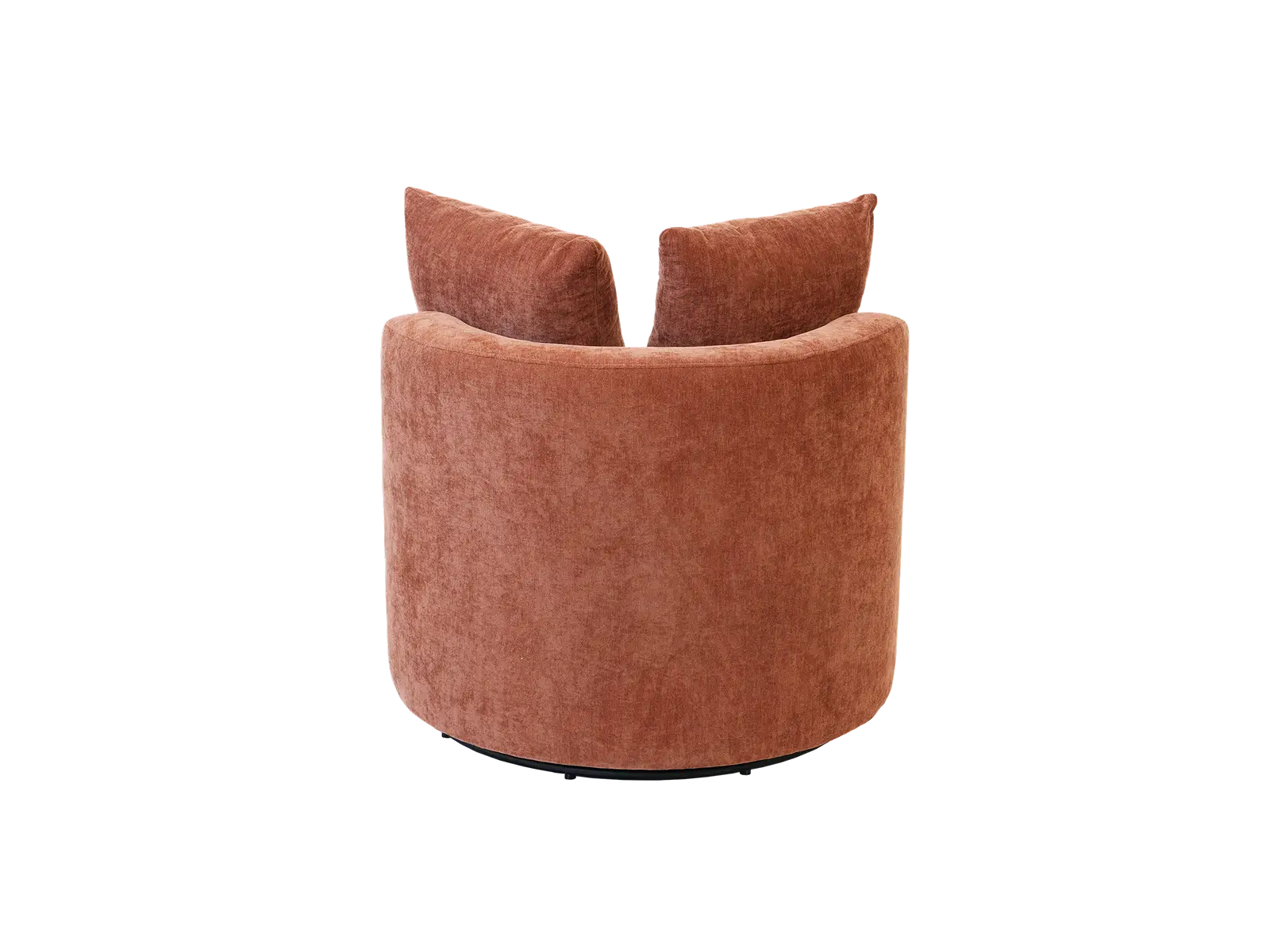 Modern 1-Seater Rust Brown Small Space Swivel Accent Chair | 1-Piece, Linen Upholstery, Curved Shelter Arms